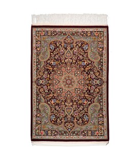 Handmade Fine Wool Brown Persian Rug Qom | 160×106 cm | Palmette flower