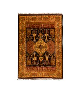 Yellow Wool Persian Rug Razavi Khorasan | 290×202 cm | Medallion pattern