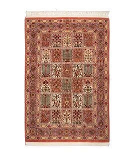 Designer Handmade Rug in Super Fine Wool, copper color Qom | 158×106 cm 