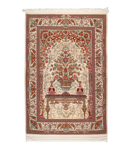 Handmade Rug In Silk Qom |157×106 cm|2 square