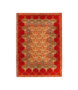 Handmade Wool Vegetable Dyed Red Persian Rug Isfahan | 306×216 cm | Tree design pattern