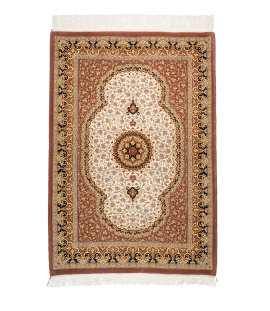 Handmade Fine Wool Brown Persian Rug Qom | 150×105 cm | Palmette flower
