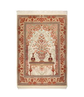  Rug In Silk Cream Color Qom | 153×105 cm | 2 square meter