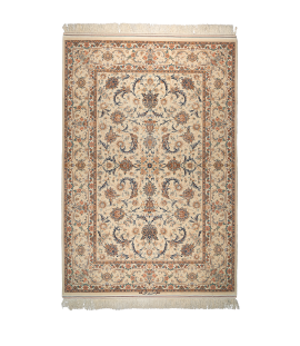 Handmade Finewool Cream Persian Rug Isfahan |3 Sq.m| Flower Pattern