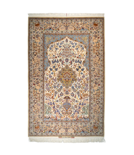 Handmade Fine Wool Cream Persian Rug Isfahan | 242×153 cm | Mix of two or more designs