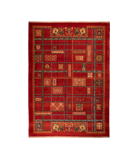 HANDMADE RUG IN  WOOL & RED COLOR WITH VEGETABLE DYED ISFAHAN