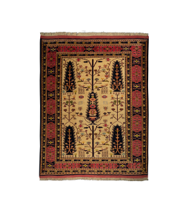 Handmade Wool Rug in Cream Color Mashhad | 285×211 cm | PARSIRUG.COM
