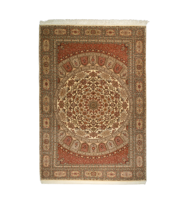 Handmade Rug In Super Fine Wool & Cream Base Color Qom | 304×200