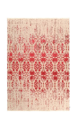 Red touch model l modern rug in red & cream