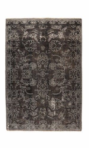 Vintage Rug with Gray Color & White Flower 3 Sq. M | Cotton Material