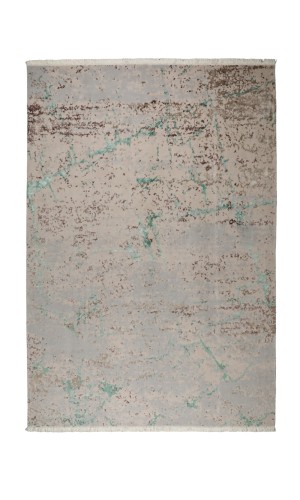 Green Jade | modern wool rug cream with green touch