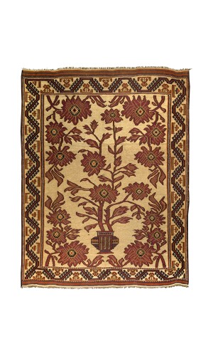 Beige Kilim Persian Rug Khorasan | 266×196 cm | Floral Pattern