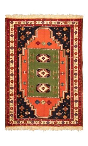 Handmade Rug In Wool Kilim KERMAN | 225×160 cm | 4 square rug