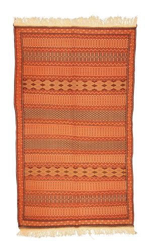 Handwoven Persian Wool Kilim Rug Khorasan | 197×115 cm | Striped line Pattern