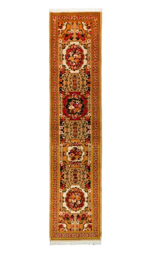 Runner Persian Bakhtiari Beige rug | 390×89 | Medallion Floral pattern