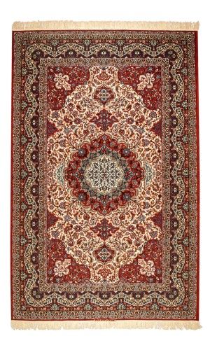 Handmade Finewool Cream Rug Isfahan | 315×204 cm | Palmette flower Pattern