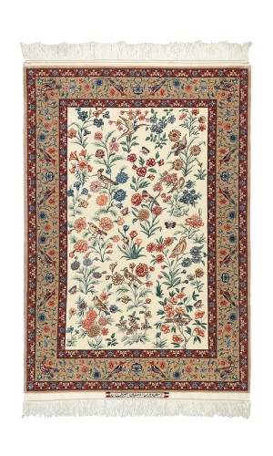 Floral White Handmade Rug Isfahan | 157×109 cm |Seirafian Brand