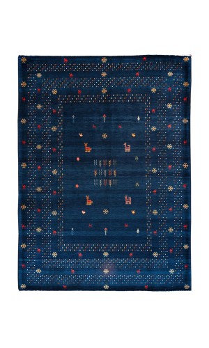Persian Wool Gabbeh Navy blue Rug Fars | 291×207 cm | Animal Motif Pattern