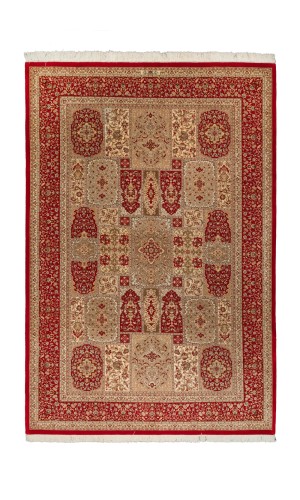 Handmade Rug in Super Fine Wool & Red Base color Qom | 309×202 cm | GHAABY(Panel design)