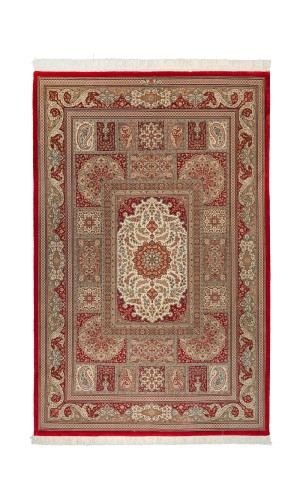 Handmade Finewool Red Persian Rug Qom | 312×207 cm | Mix Pattern
