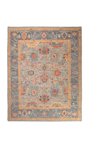 Wool Sultanabad Blue Persian Rug | area rug | Palmette Flower 