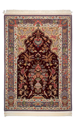 Handmade Rug In Super Fine Wool Qom | 156×106 cm | GOLDAANY(Flower pot design) 
