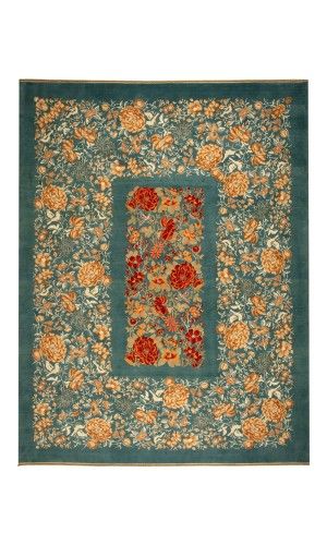 Handmade Wool Blue Color Isfahan Rug | 250×191 cm | TALFIGHY(Mix of two or more designs) Pattern