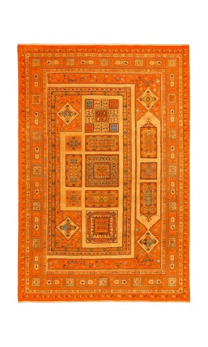 Handmade Wool Copper Persian Rug Isfahan | 322×215 cm | Panel design Pattern