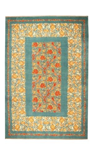 Handmade Rug In Wool Green Color Isfahan | 317×217 cm | TALFIGHY (Mix of two or more designs) Pattern