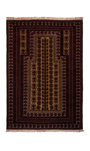 Handmade Rug In Wool & Pea Color Razavi Khorasan | 190×90 cm | HENDESY(Geometrical) 