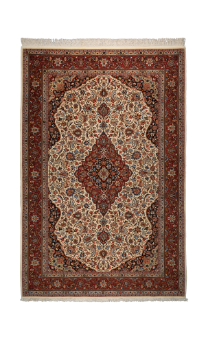 HANDMADE RUG IN SUPER FINE WOOL CREAM COLOR QOM