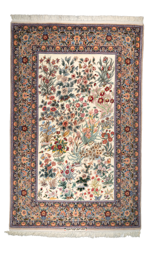 Handmade Finewool yellow Persian Rug Isfahan | 236×150 cm | Garden design pattern