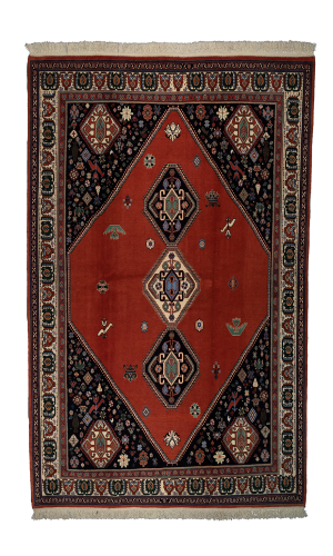 Handmade Wool Red Qashqai Rug Fars | 4 Sq.m | Medallion 