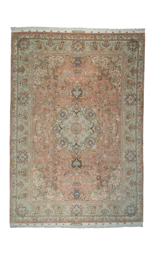 HANDMADE RUG IN SUPER FINE WOOL & COPPER BASE COLOR TABRIZ