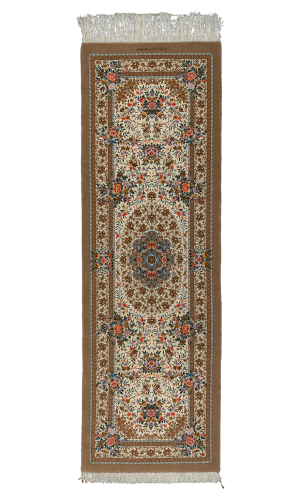 Handmade Runner Rug in Super Fine Wool & Cream Base color Qom | 296×95 cm | SHAAH ABBAASY(Palmette flower)