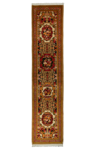 Runner Persian Bakhtiari Beige rug | 390×89 | Medallion Floral pattern