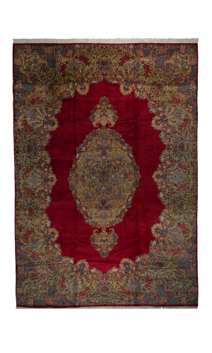 Handmade Rug In Wool & Red Color Kerman | 425×292 cm 