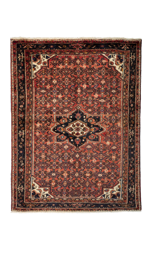 Handmade Rug In Wool in copper base color Hamadan (202×165 cm)