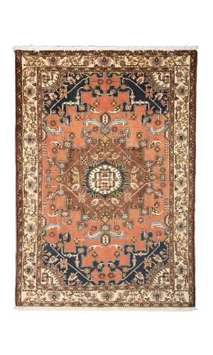 Handmade Rug In Wool in copper base color Hamadan (197×136 cm)