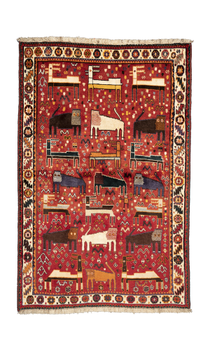 Handmade Rug In Wool red base color Fars (165×109 cm)