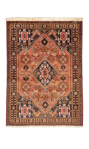 Handmade Rug In Wool copper base color Qashqai/Fars (147×103 cm)