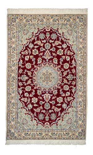 Handmade Rug In Wool & Red color Naeen Isfahan (165×106 cm)