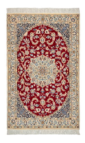 Handmade Rug In Wool & Red color Naeen Isfahan | 153×96 cm 