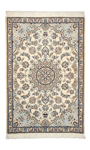 Handmade Rug In Wool & Cream color Naeen Isfahan (131 × 89 cm)