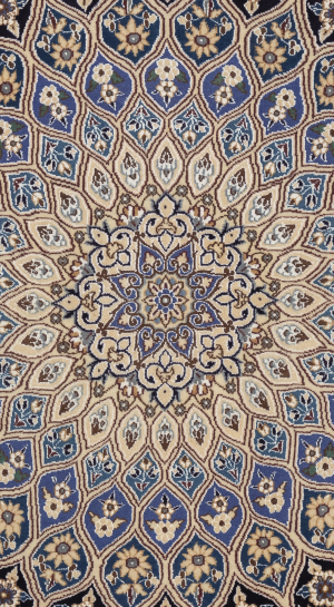 Handmade Rug In Wool & Blue color Naeen Isfahan | 113×79 cm | ANCIENT AND ISLAMIC STRUCTURE 