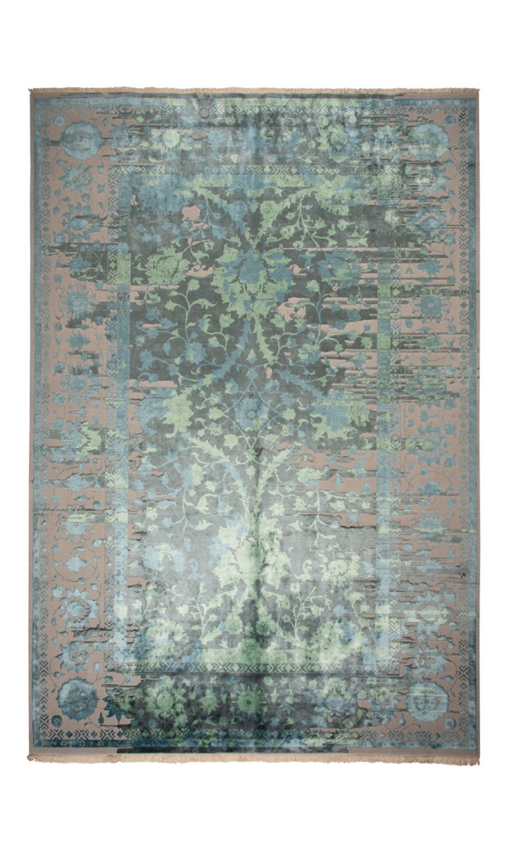 Persia Garden model l modern rug in silver & green | 9 square