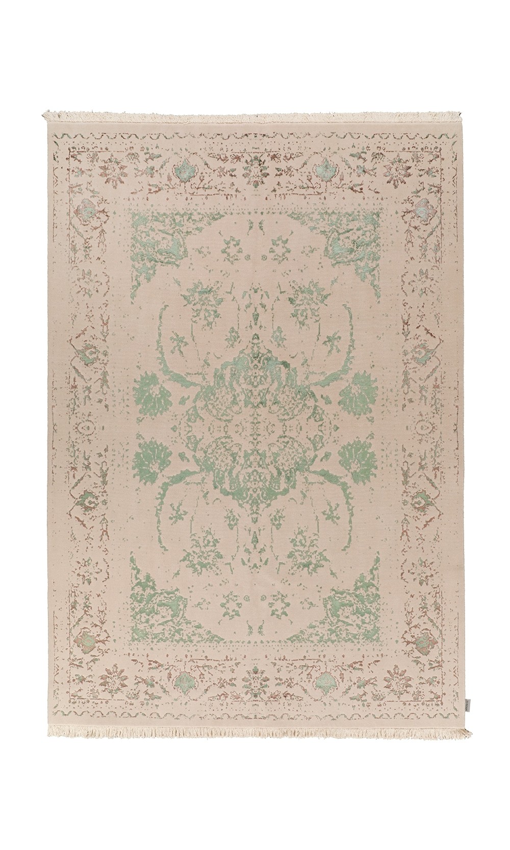 Green Toranj model | modern rug in cream & green | 6 square rug 