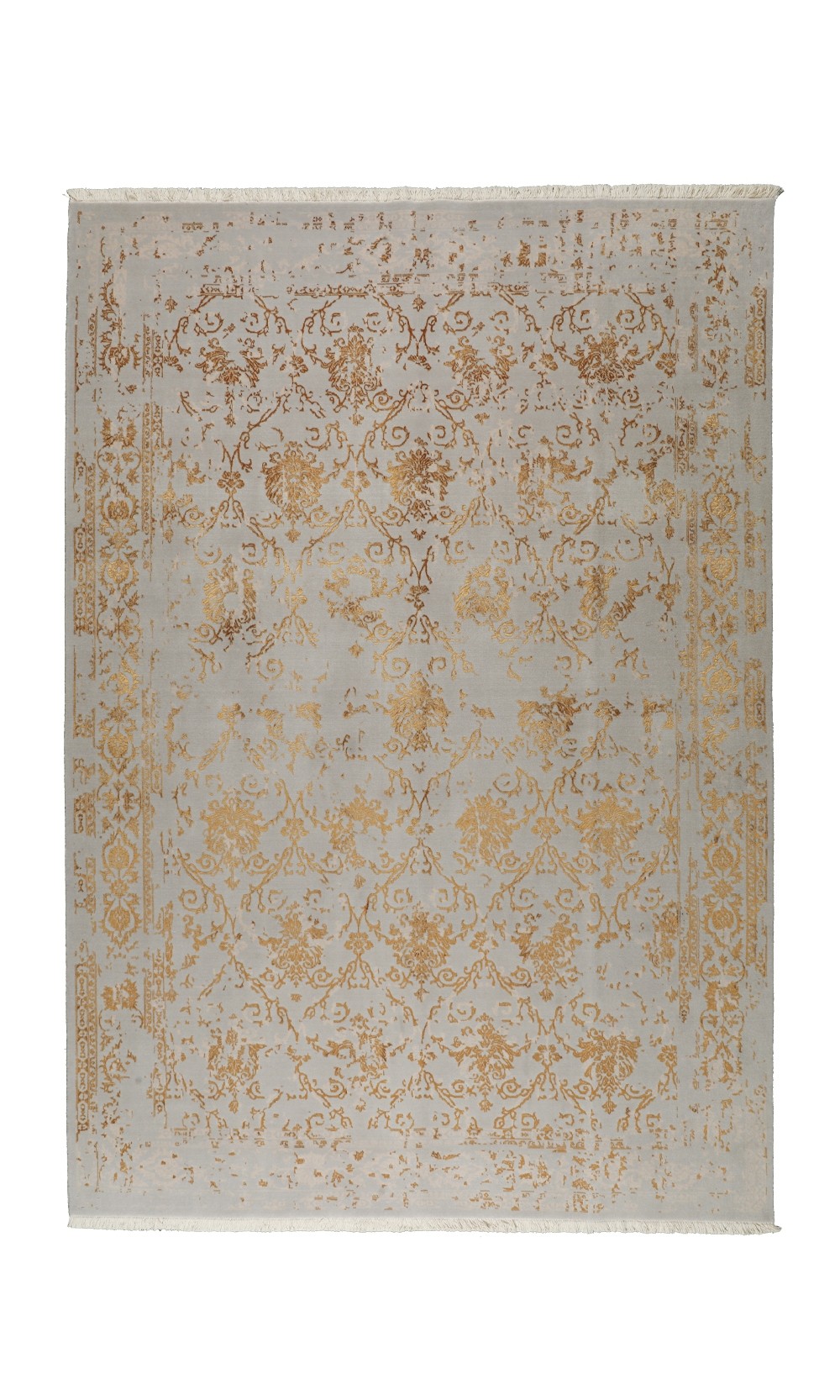 Gold Lotus Modern Rug in Wool – Grey and Gold Color | 300×200 cm