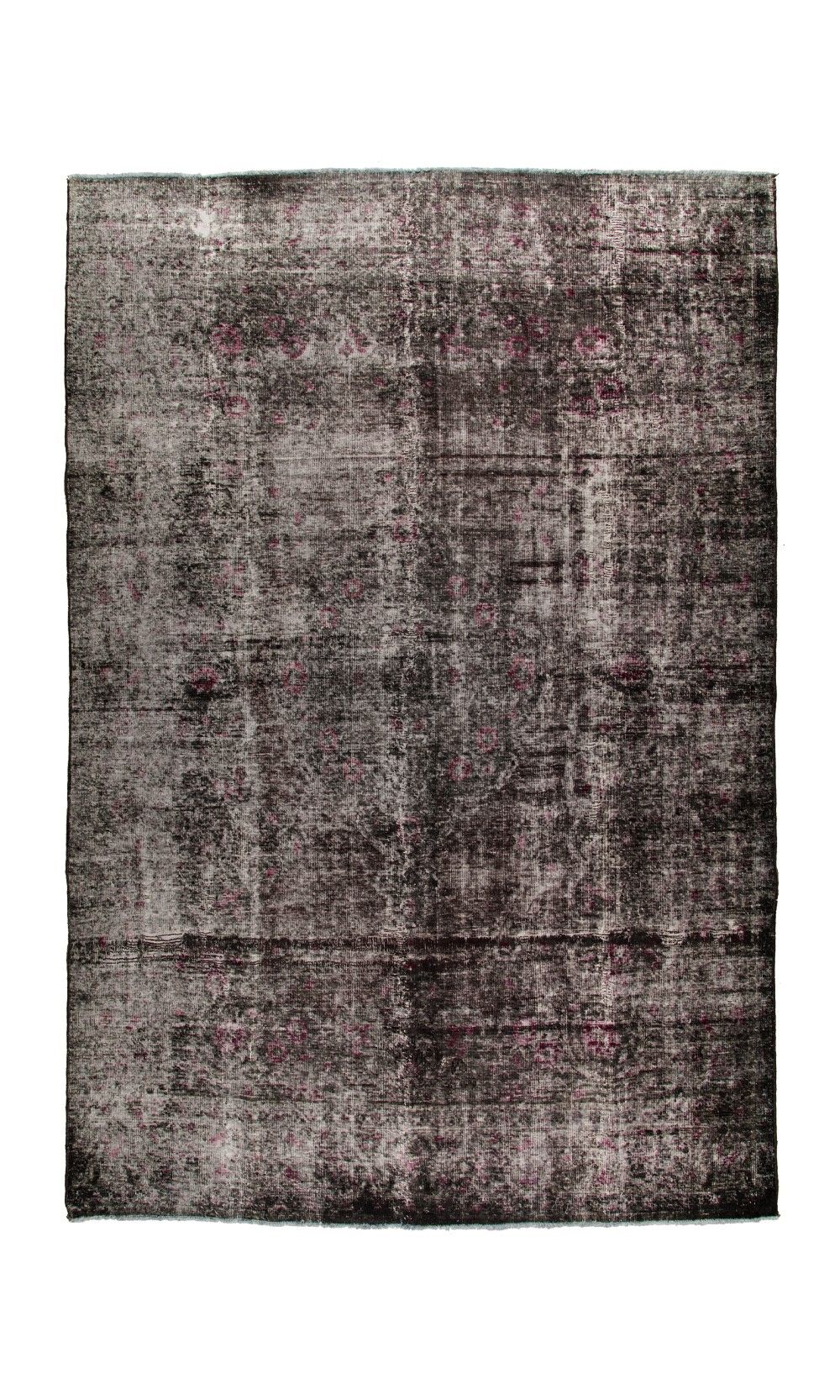 vintage rug in gray with red touch color | 7 sq.m | cotton material