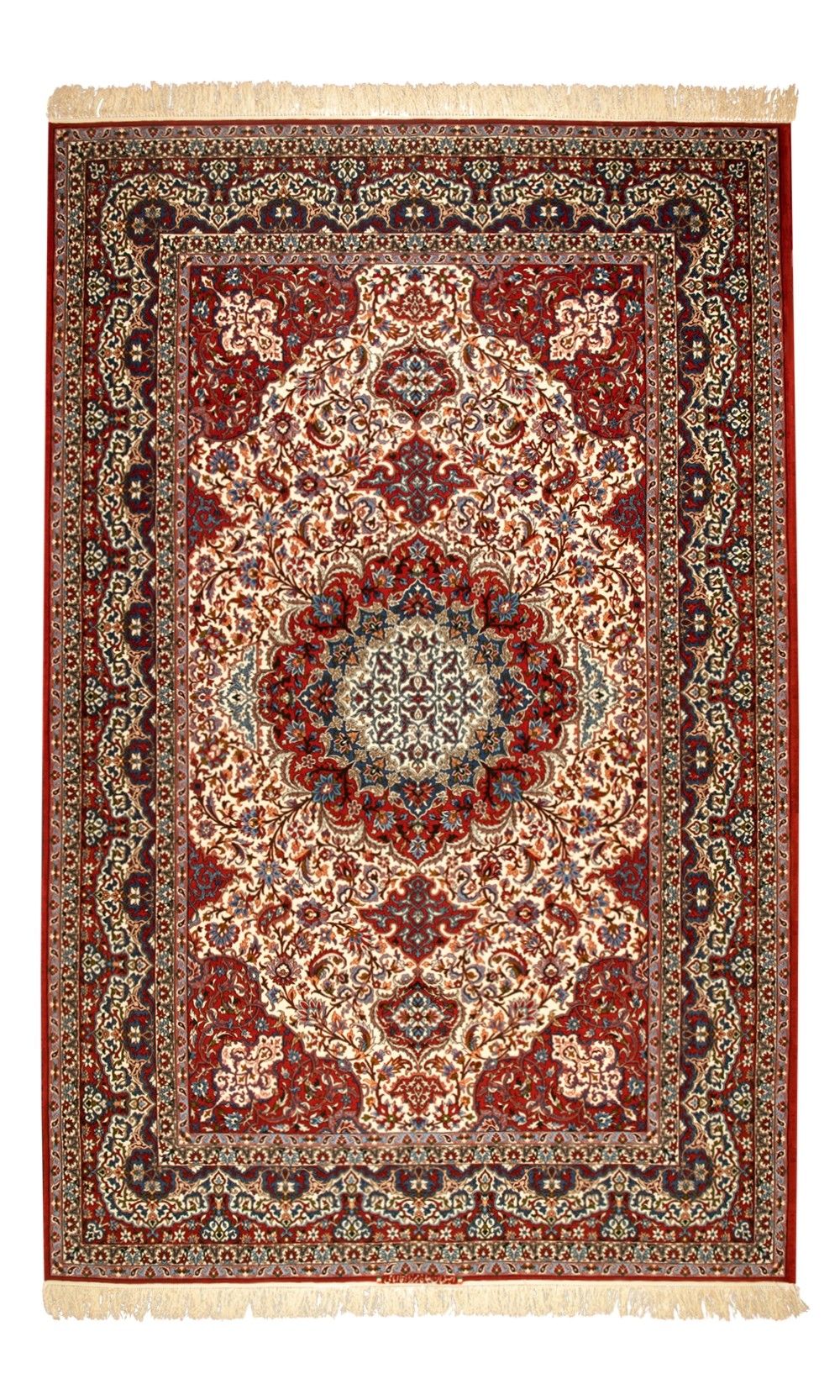 Handmade SUPER FINE WOOL Rug in Cream Color Isfahan | 315×204 cm | SHAAH ABBAASY(Palmette flower) Pattern